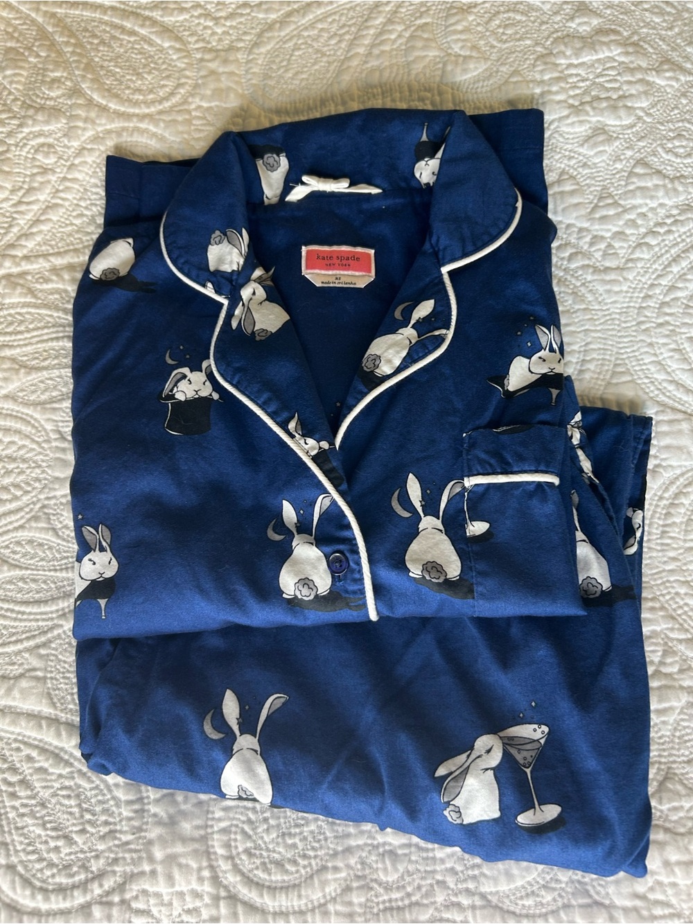 ♠️💙kate spade blue and white bunny print pajama set💙♠️
